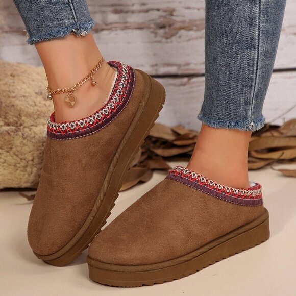 Camel Fashionable Women's Faux Fur Lined Sandals And Platform Snow Boots - Picture 9 of 10